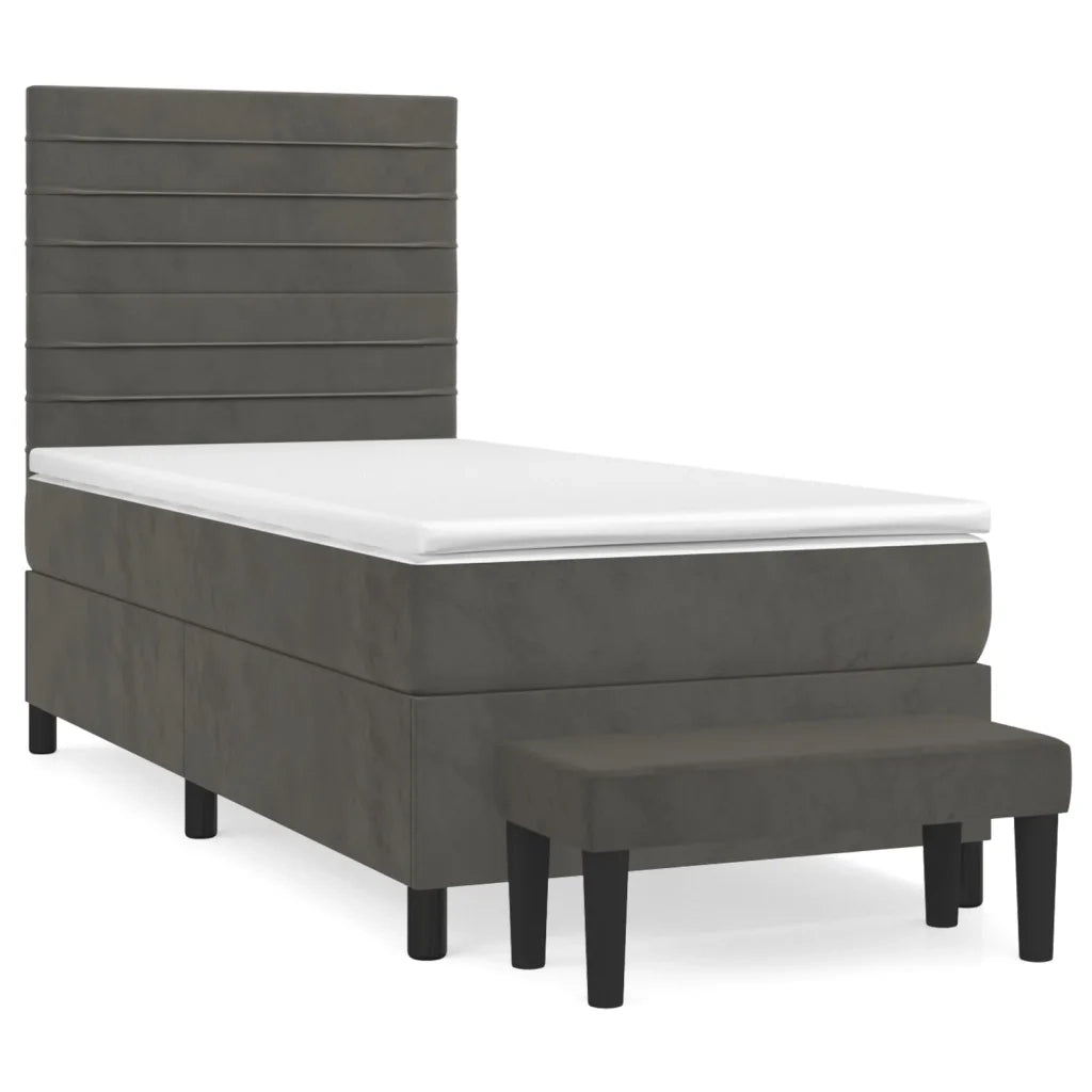 Giroletto a Molle con Materasso Grigio Scuro 90x190 cm Velluto 3137876