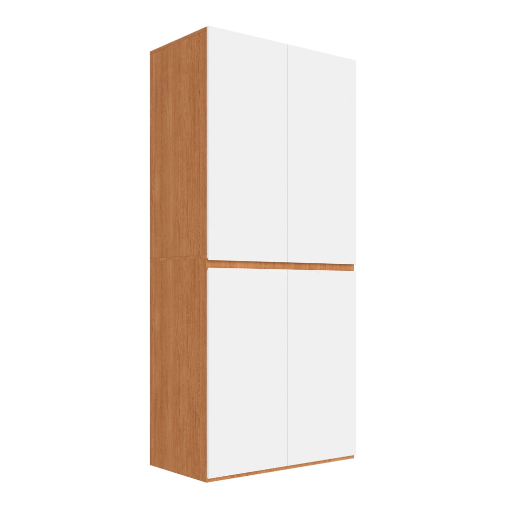 Armadio Guardaroba 4 Ante 90x50x200 cm con Cassetto Portagioie; 2 Cassetti e Bastone Appendiabiti; MDF; Bianco e Rovere