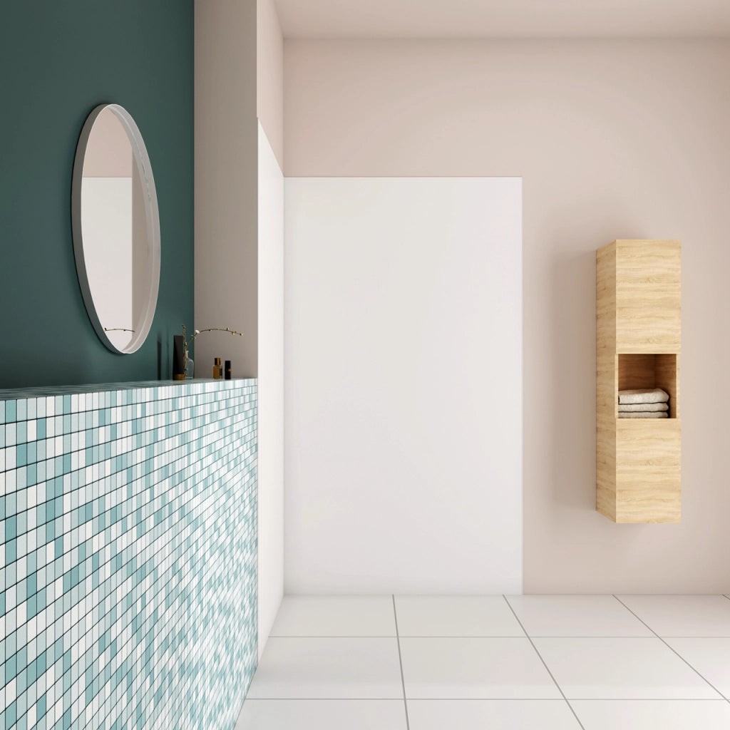 H.210 cm Pannello Doccia ad Angolo 90x120 cm Realizzato in Alluminio da 3 mm con Profili Finitura Bianco Opaco per Rivestimento Parete Bagno