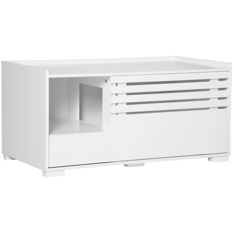 Mobile per lettiera per gatti ULEVR 90x48x43,5 cm con vano chiuso, porta magnetica e ripiani, bianco