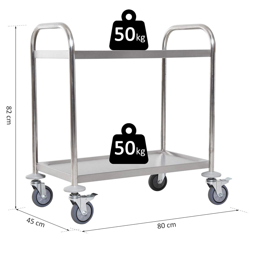 Carrello da Cucina in Acciaio Inossidabile ¨C Minimal ¨C 80x45x82 cm Argento