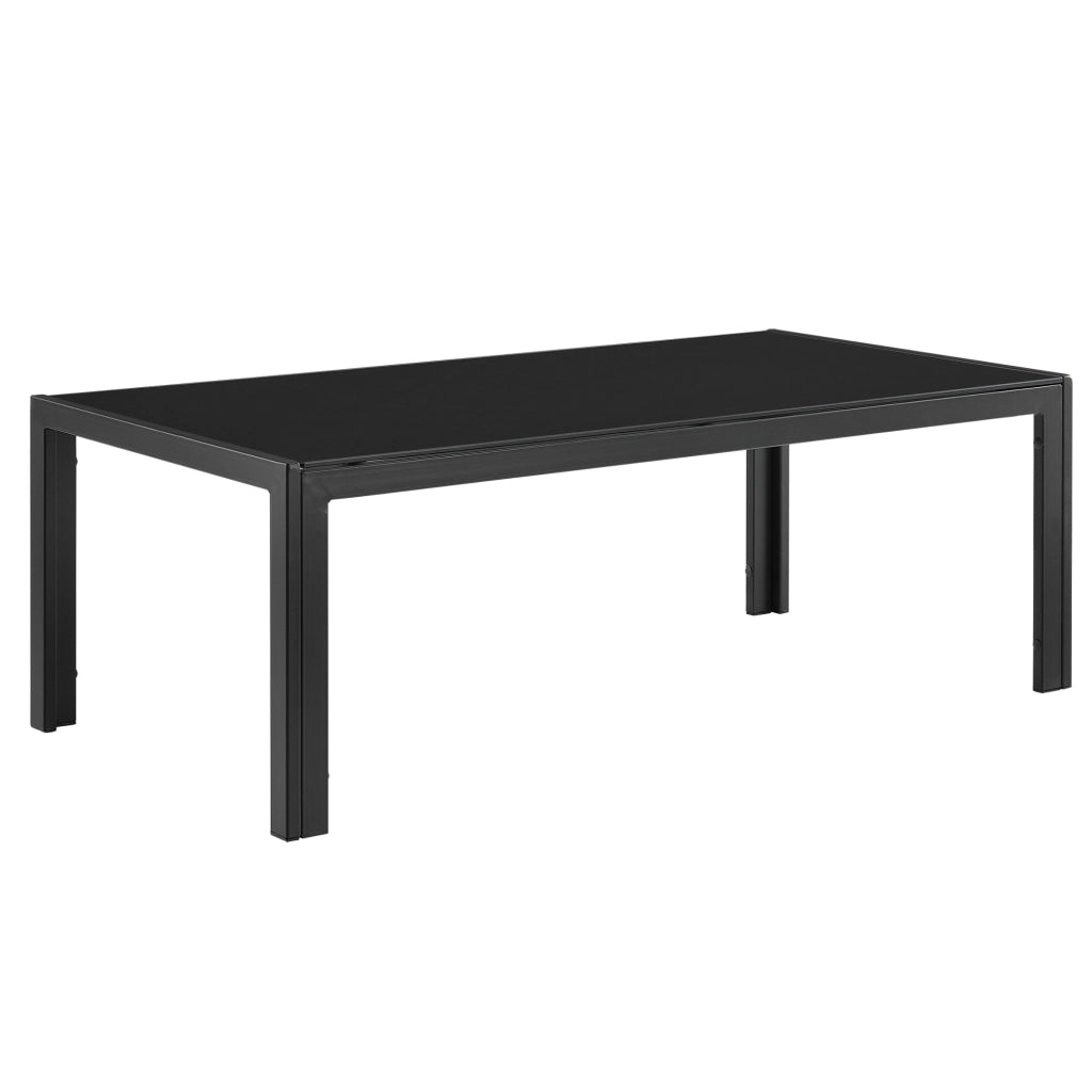 Tavolino da Esterno Lerum con Piano in Vetro 100x50x35 cm Nero casa.pro
