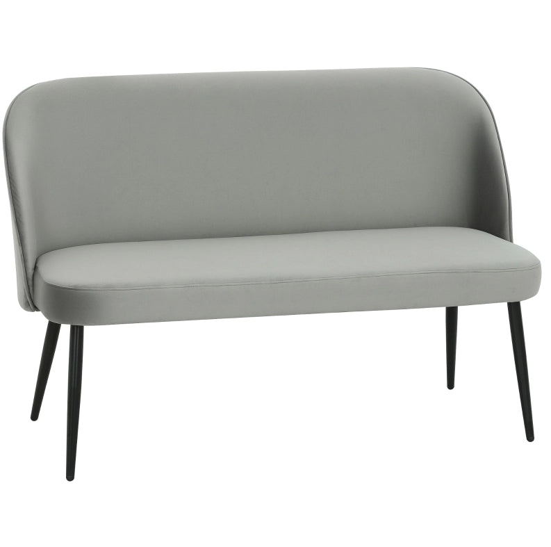 Divano 2 posti in velluto grigio con struttura in metallo e legno, 127x63x84,5 cm