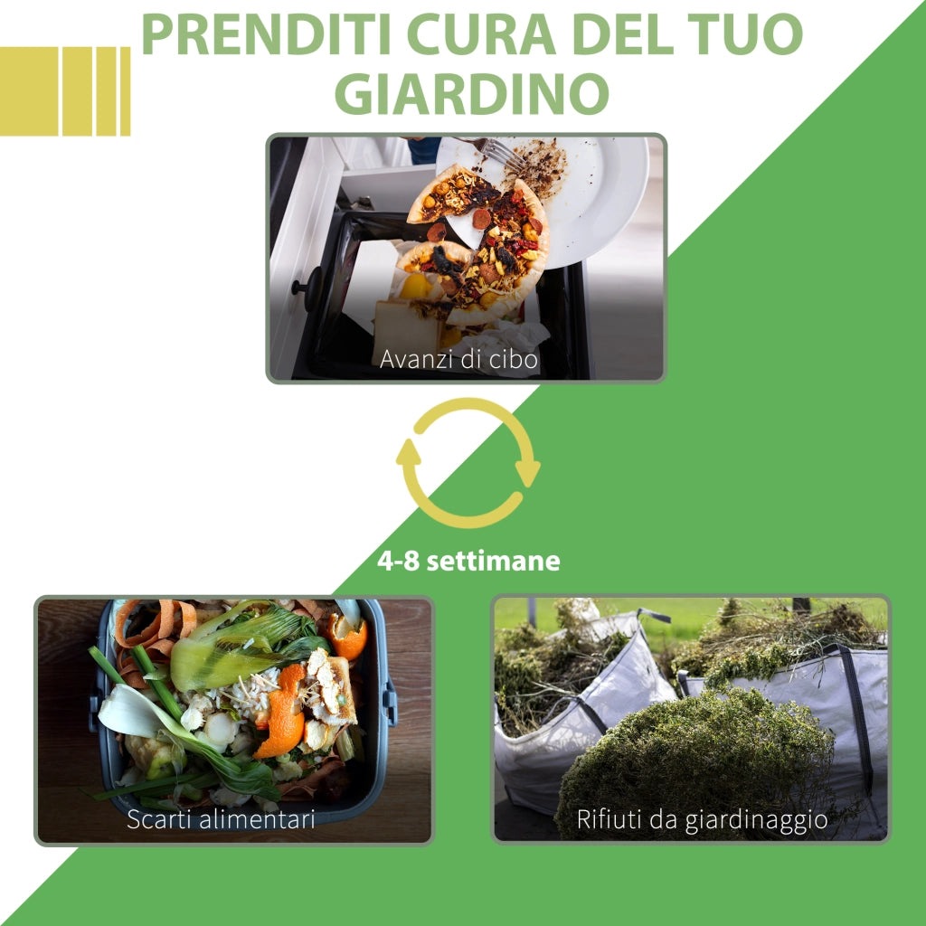 Compostiera da Giardino 300L ¨C zephmum ¨C Plastica Nera