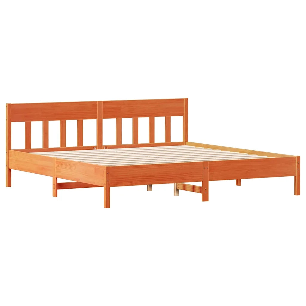 Letto senza Materasso-Struttura Letto Marrone Cera 200x200 cm in Legno di Pino 166231
