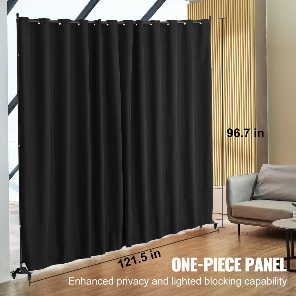Divisorio per Ambienti con Ruote CLDMGHS04, Schermo Privacy Portatile e Robusto per Casa e Ufficio, 308,5x45x245,5 cm, Nero