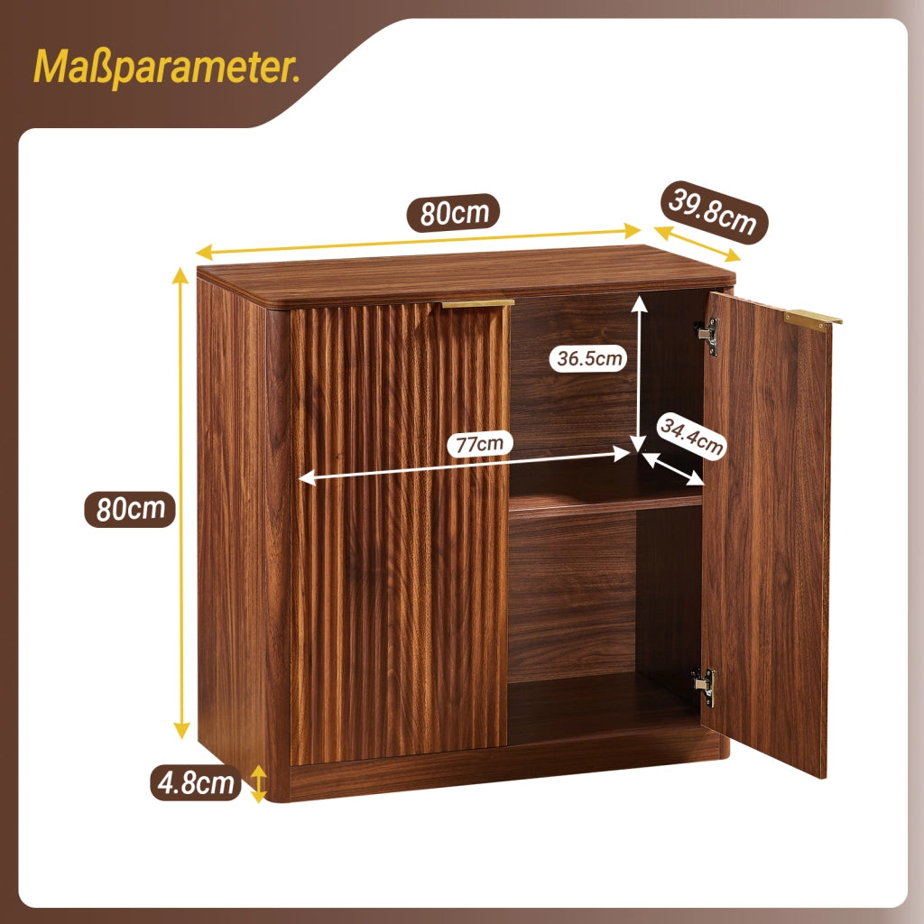 Credenza con ripiani regolabili in truciolato marrone pannelli incassati per soggiorno e sala da pranzo 80 × 40 × 80 cm