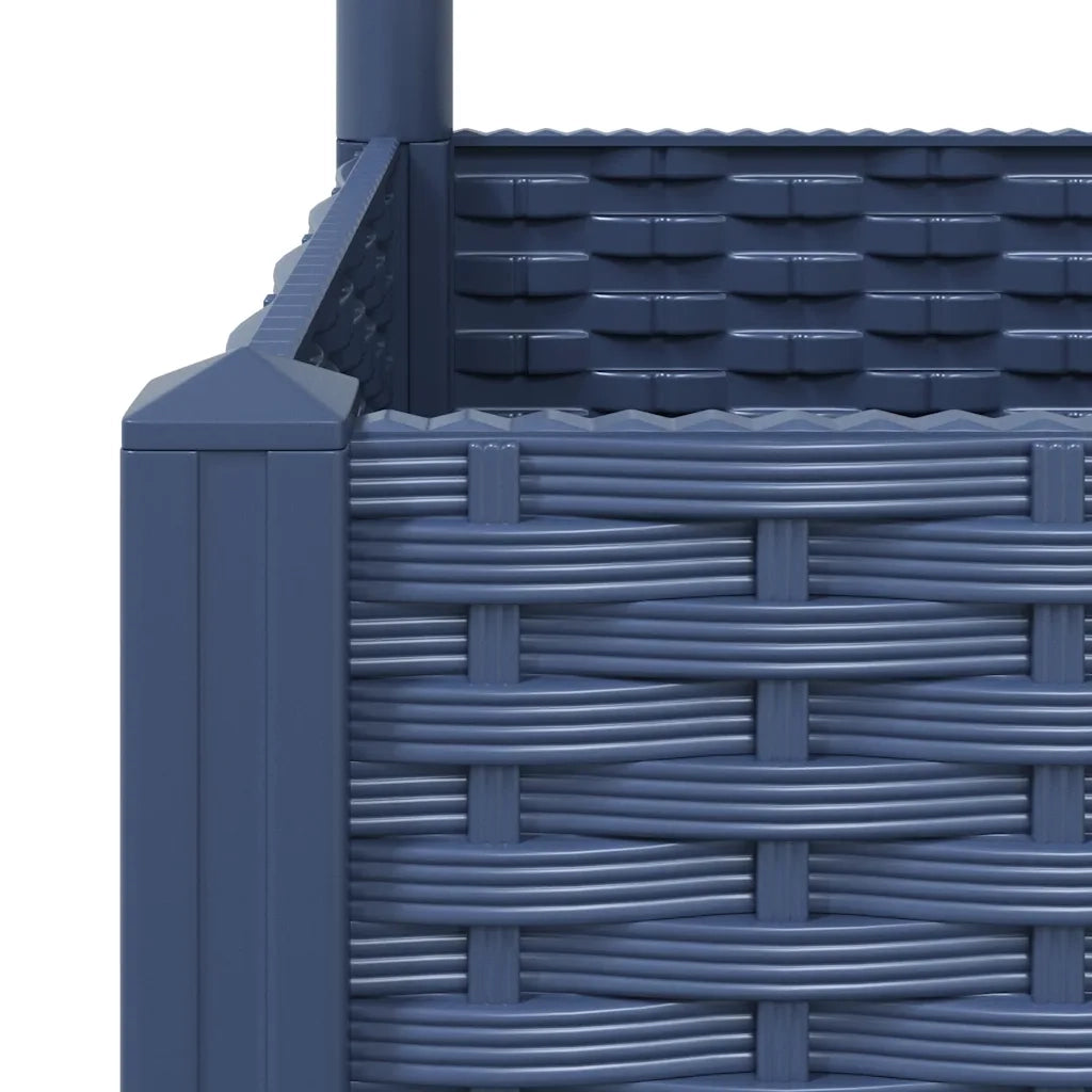 Fioriera da giardino con traliccio-Vaso da Esterno-Vaso con Griglia blu grigio 80x40x136 cm PP