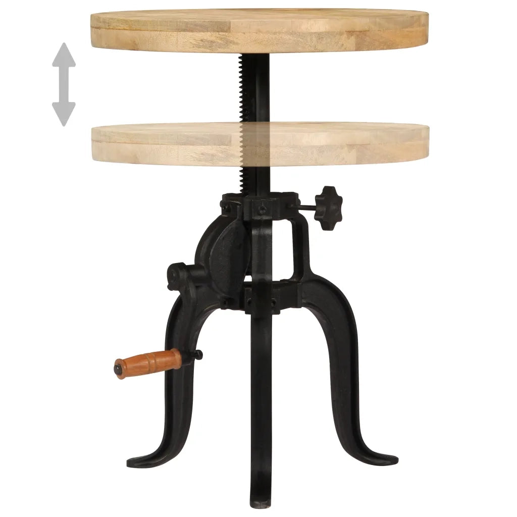Tavolino | Tavolo laterale 45x(45-62) cm in Legno Massello di Mango e Ghisa