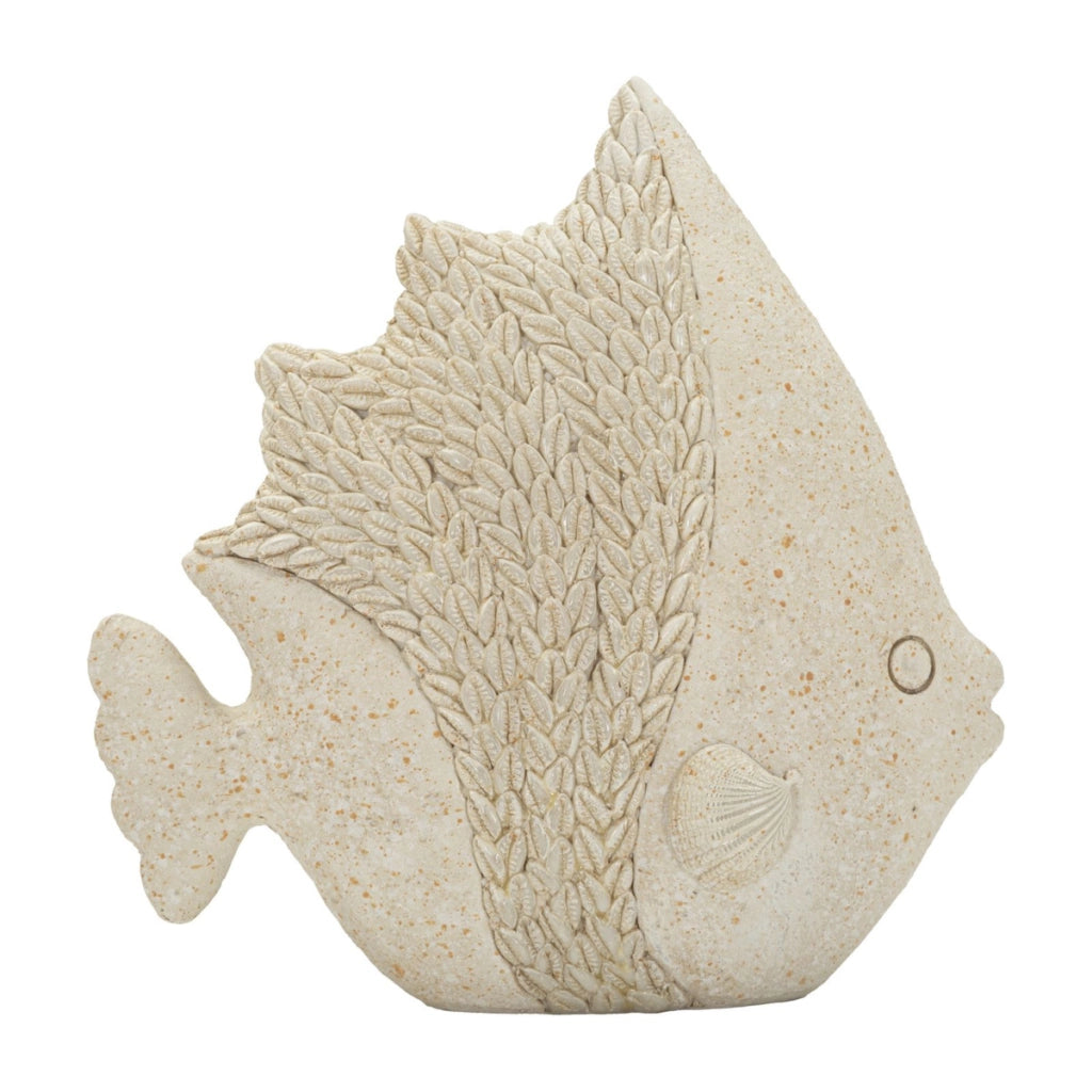 Scultura Pesce 1, Beige, Poliresina, 16,7x6,5x16,8 cm