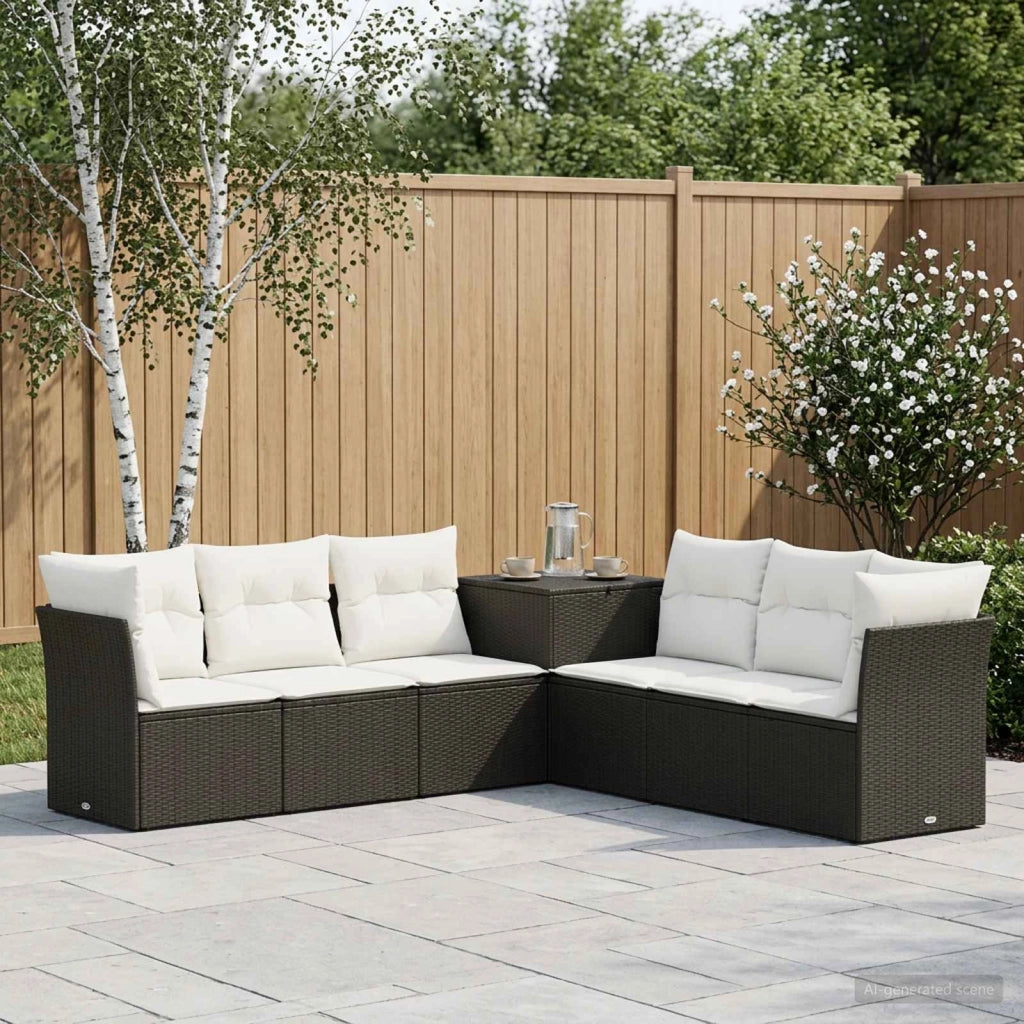 Set di divani 7 pz Nero e Bianco Crema 3448755