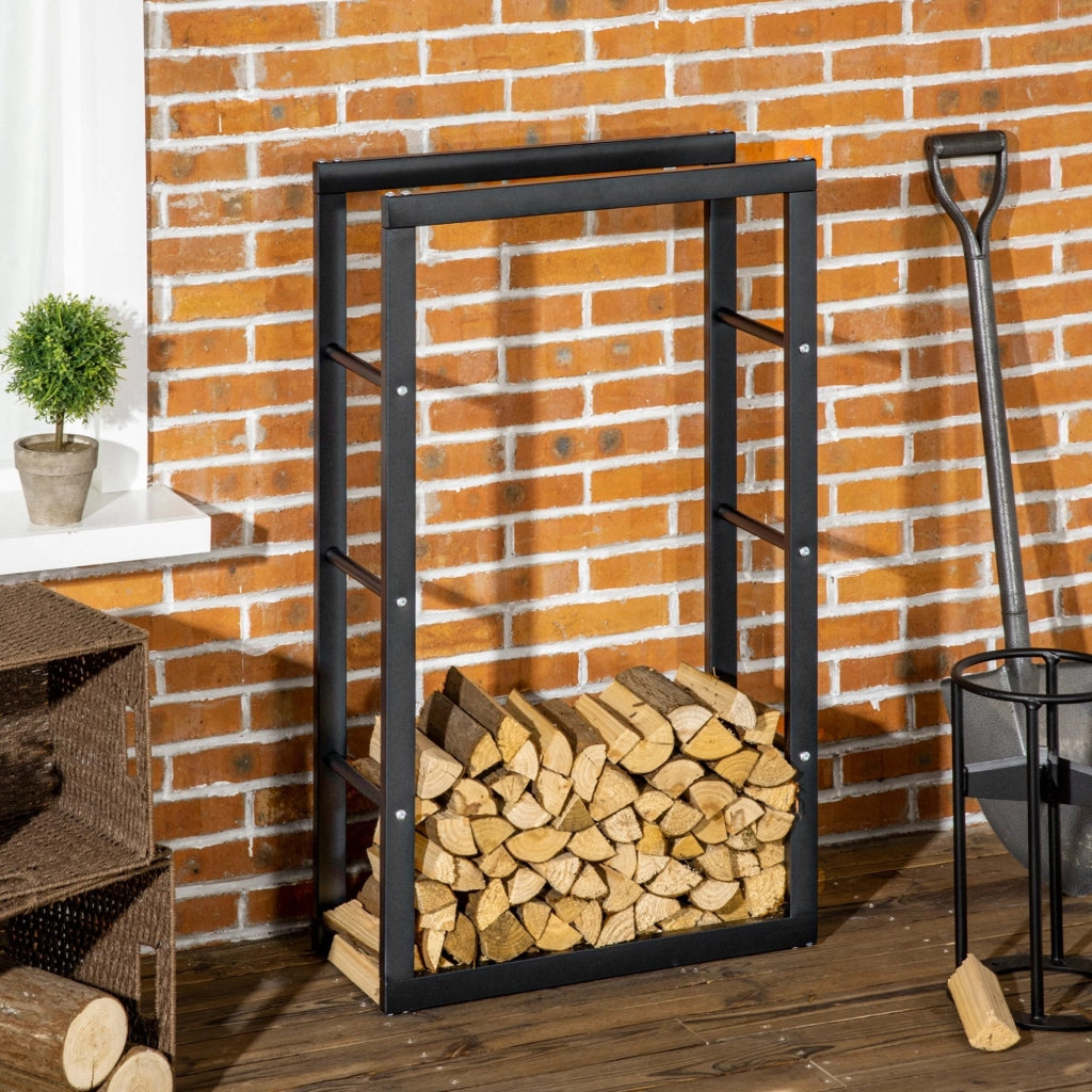 Portalegna verticale 60x25x100 cm in acciaio nero salvaspazio