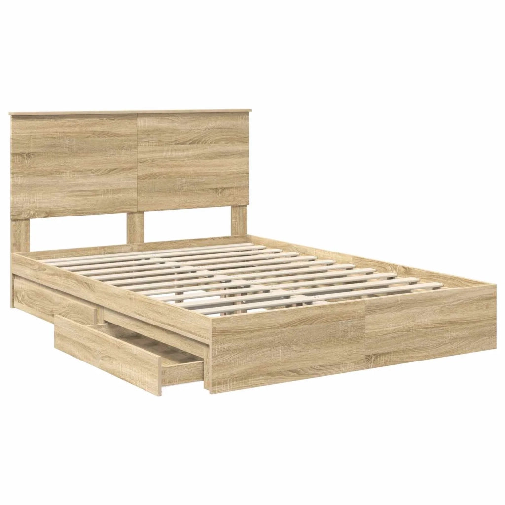 Letto con Contenitore con testiera Rovere Sonoma 140 x 200 cm 3409554