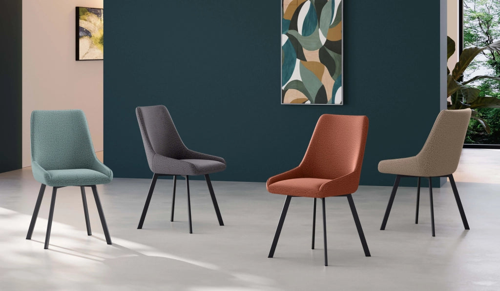 Sedia da interno Fox con seduta e schienale in microfibra color Ruggine, struttura in metallo resistente, design moderno - Fox
