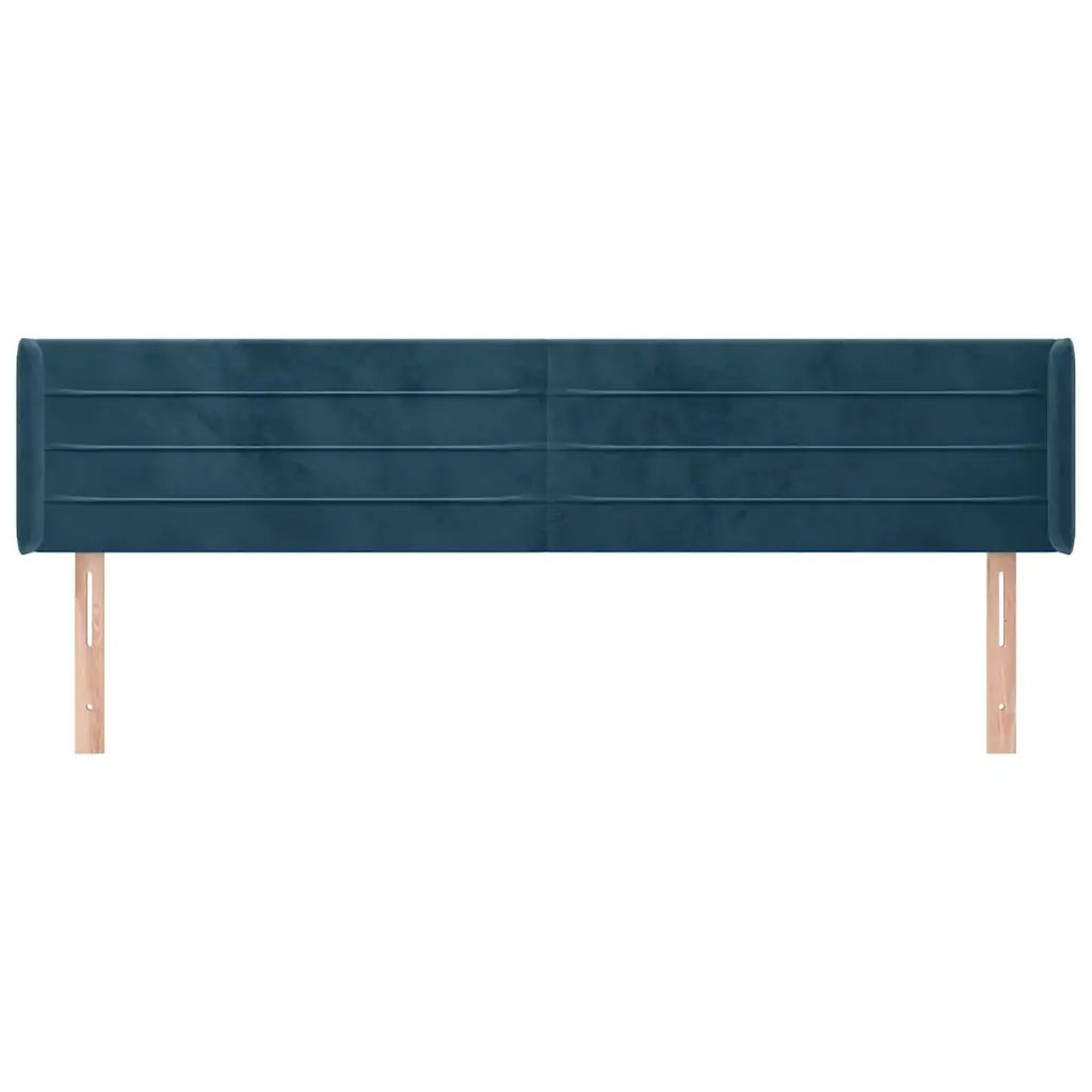 Testiera | Testata ad Orecchio Blu Scuro 203x16x78/88 cm in Velluto