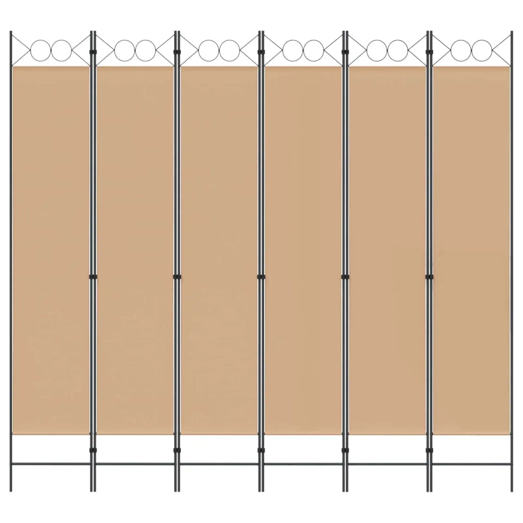 Divisore per Stanza | Paravento | Divisorio Ambienti a 6 Pannelli Beige 240 x 220 cm Tessuto