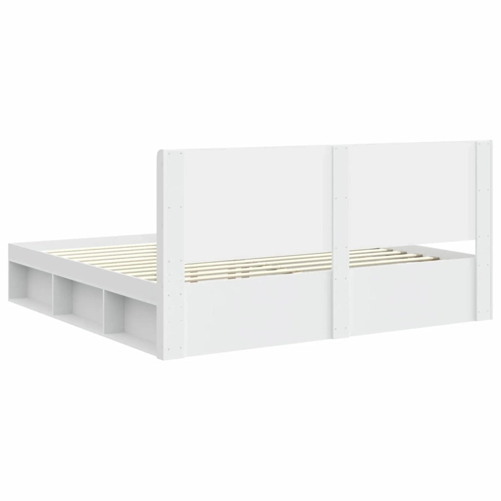 Struttura del letto con stoccaggio e testata Bianco 3413813