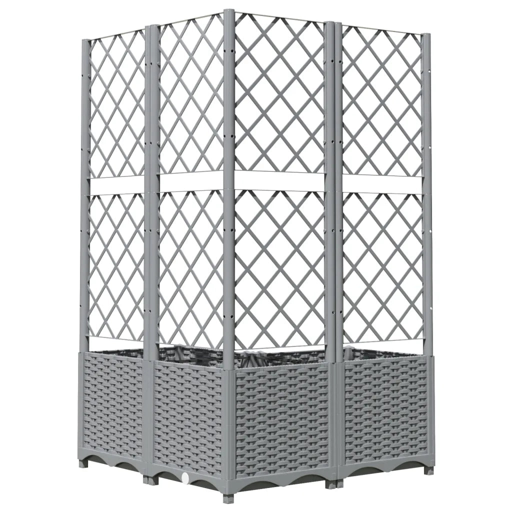 Fioriera da Giardino con Graticcio Grigio Chiaro 80x80x136cm PP 153276