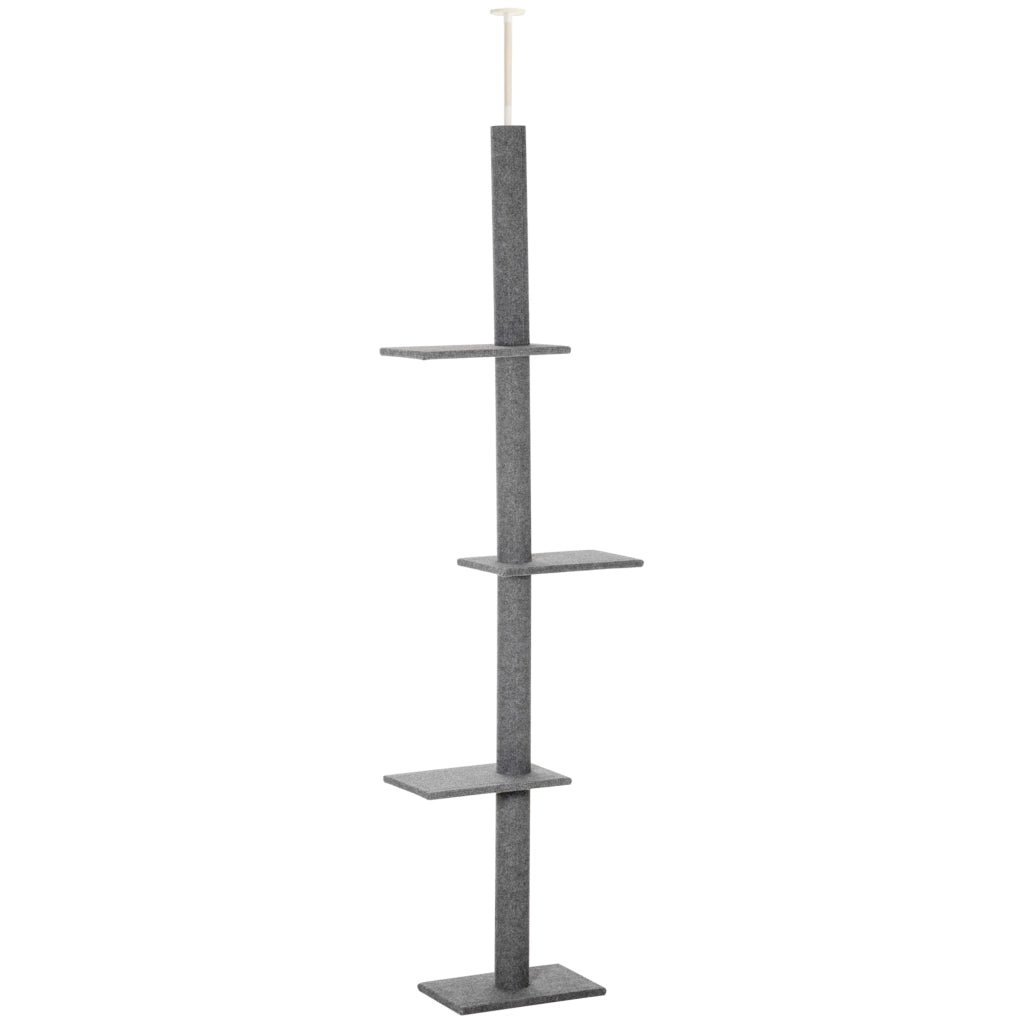 EasyComfort Albero Tiragraffi per Gatti a 4 Livelli con Altezza Regolabile, Grigio, 43x27x228-260cm