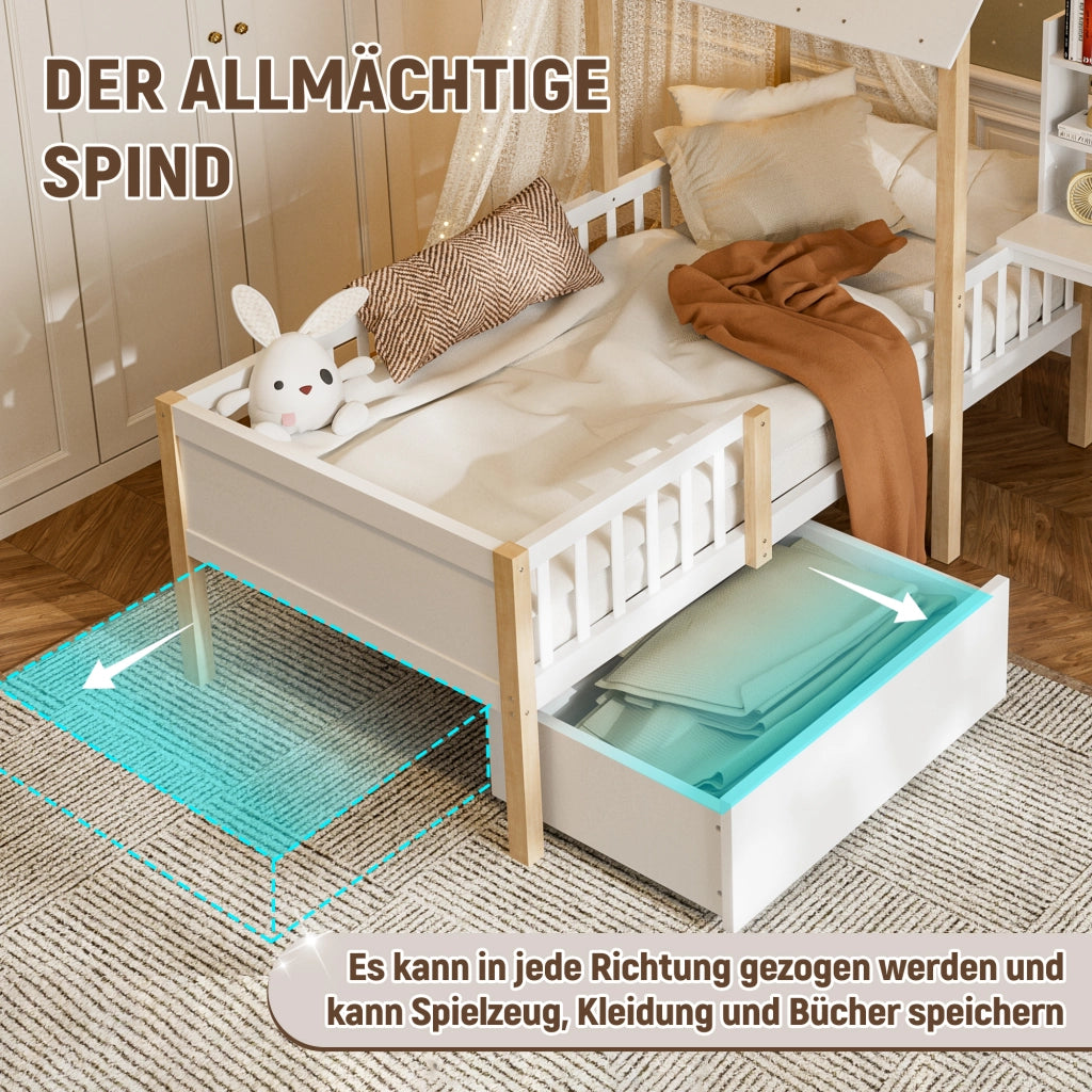 letto bambini legno bianco 90 x 200 cm