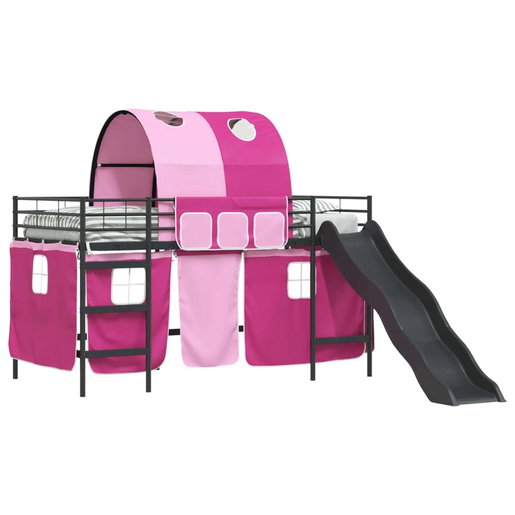 Struttura del letto loft per bambini Nero e rosa 107 x 200 cm 42020849