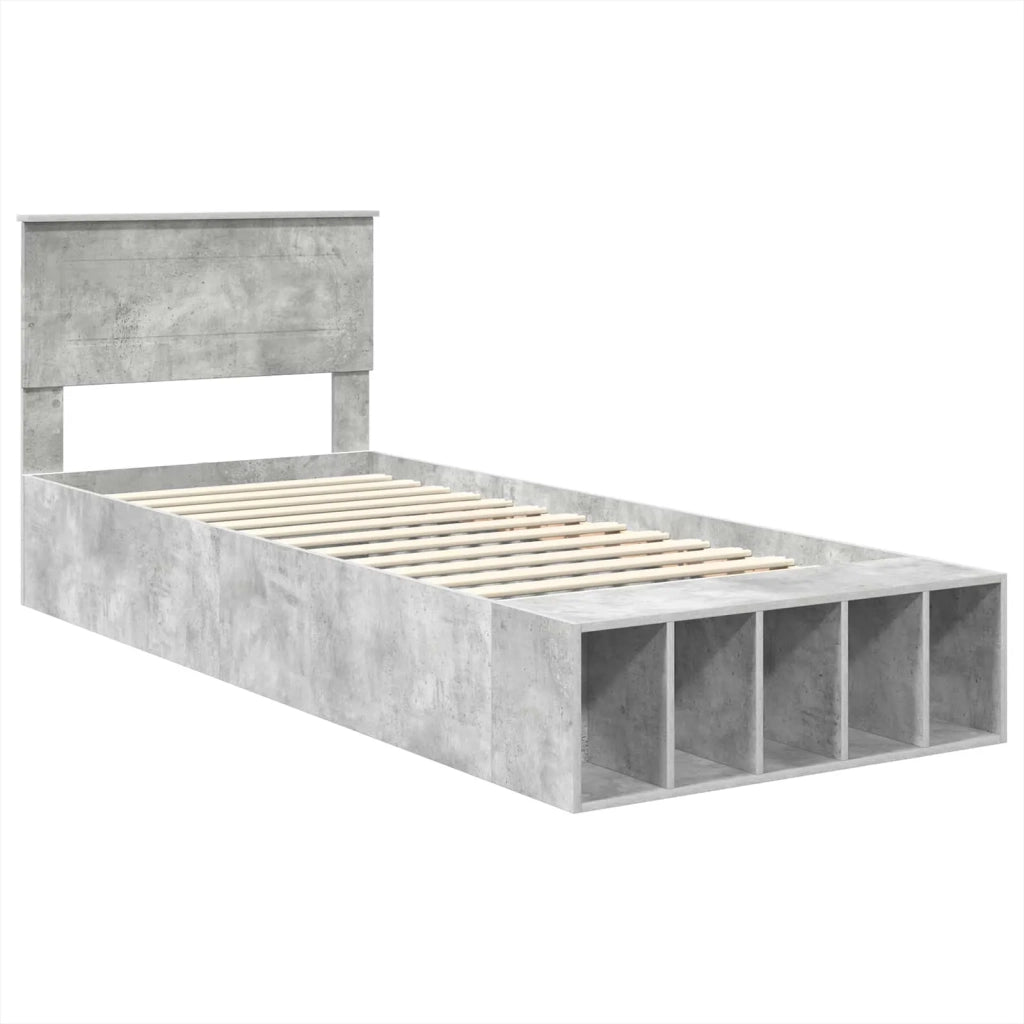 Struttura del letto con lo scaffale Grigio cemento 70 x 190 cm