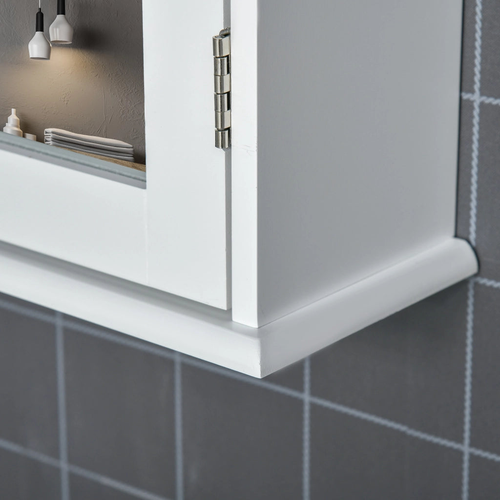 Mobiletto Bagno Pensile con Specchio e Anta Magnetica ¨C zephmum ¨C Bianco 41x14x60cm