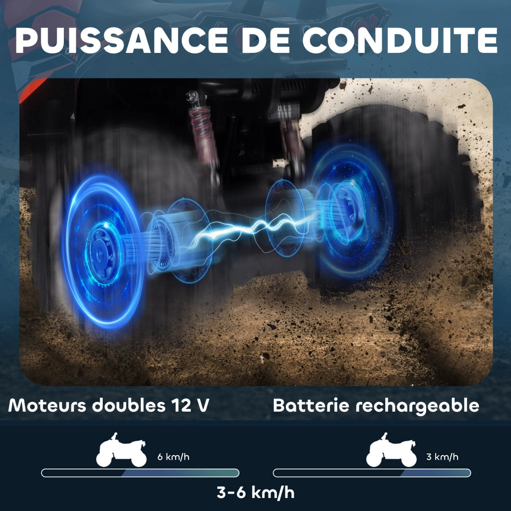 Quad Buggy Elettrico per Bambini 12V ¨C Xylo ¨C Rosso e Nero con Luci LED e Suoni