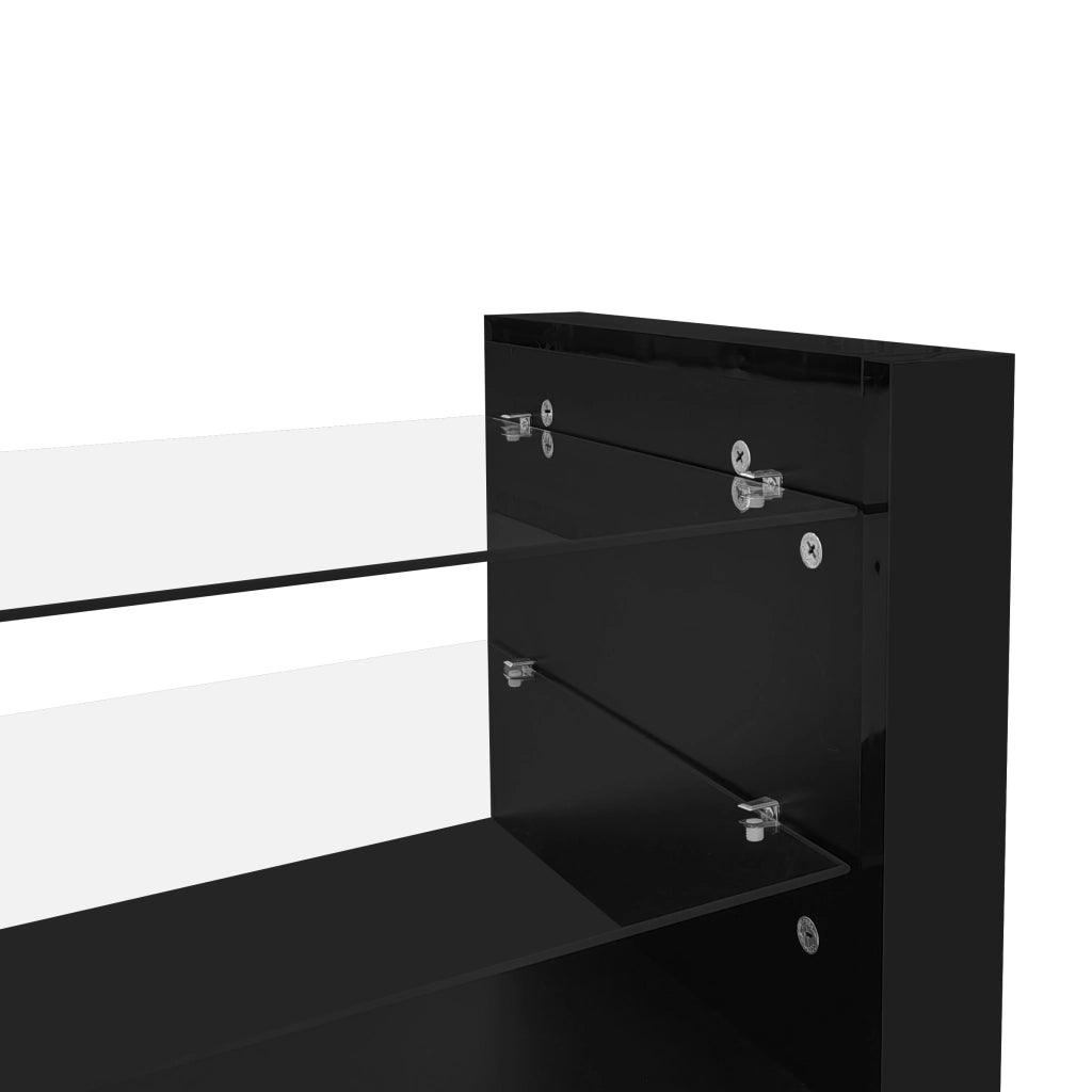 Set mobile TV + tavolino, 181 cm, LED Bluetooth, nero lucido, 2 pezzi