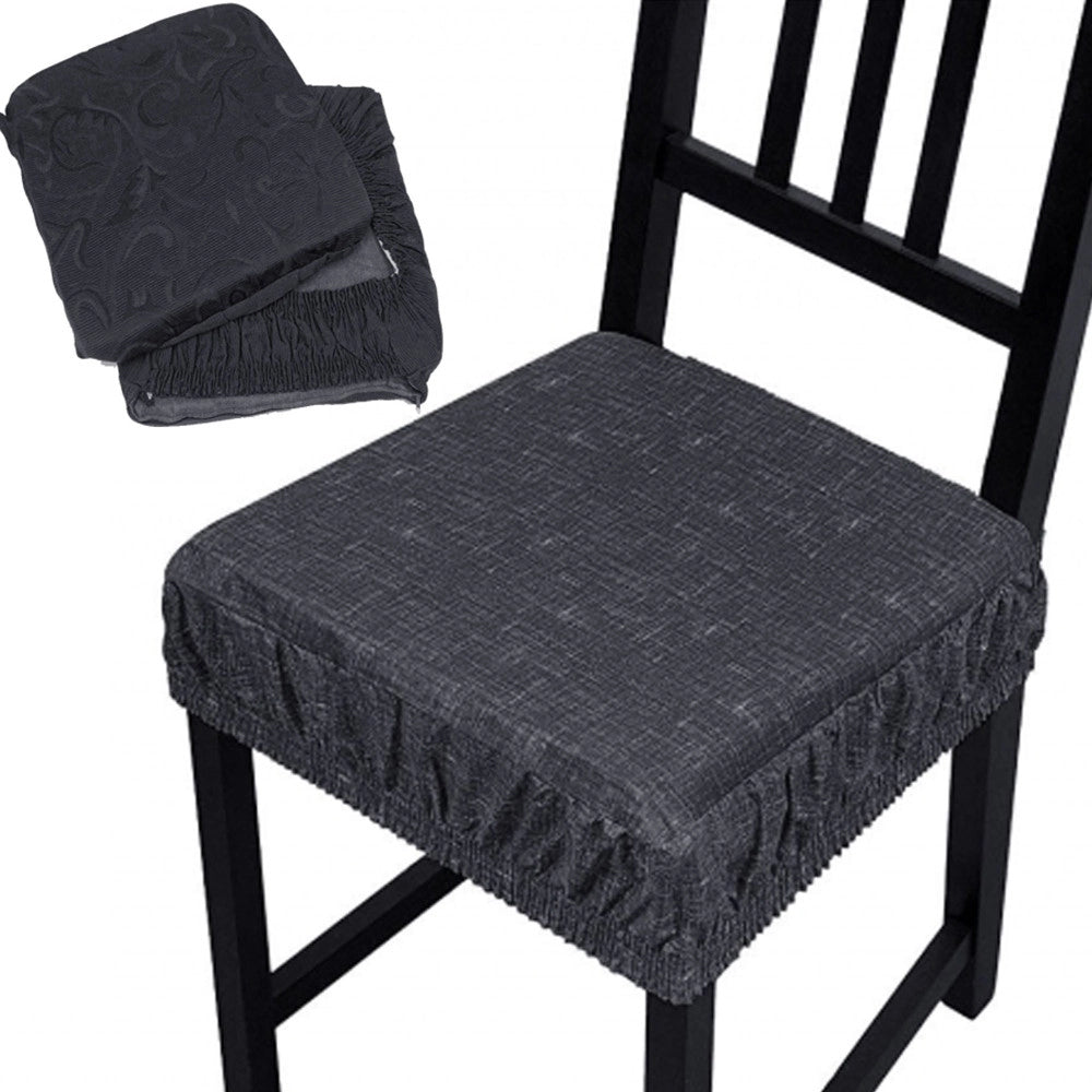 Trade Shop - Set 6 Coprisedia Cuscini Con Fascia Elastica Per Sedie Imbottito Sfoderabile - Grigio