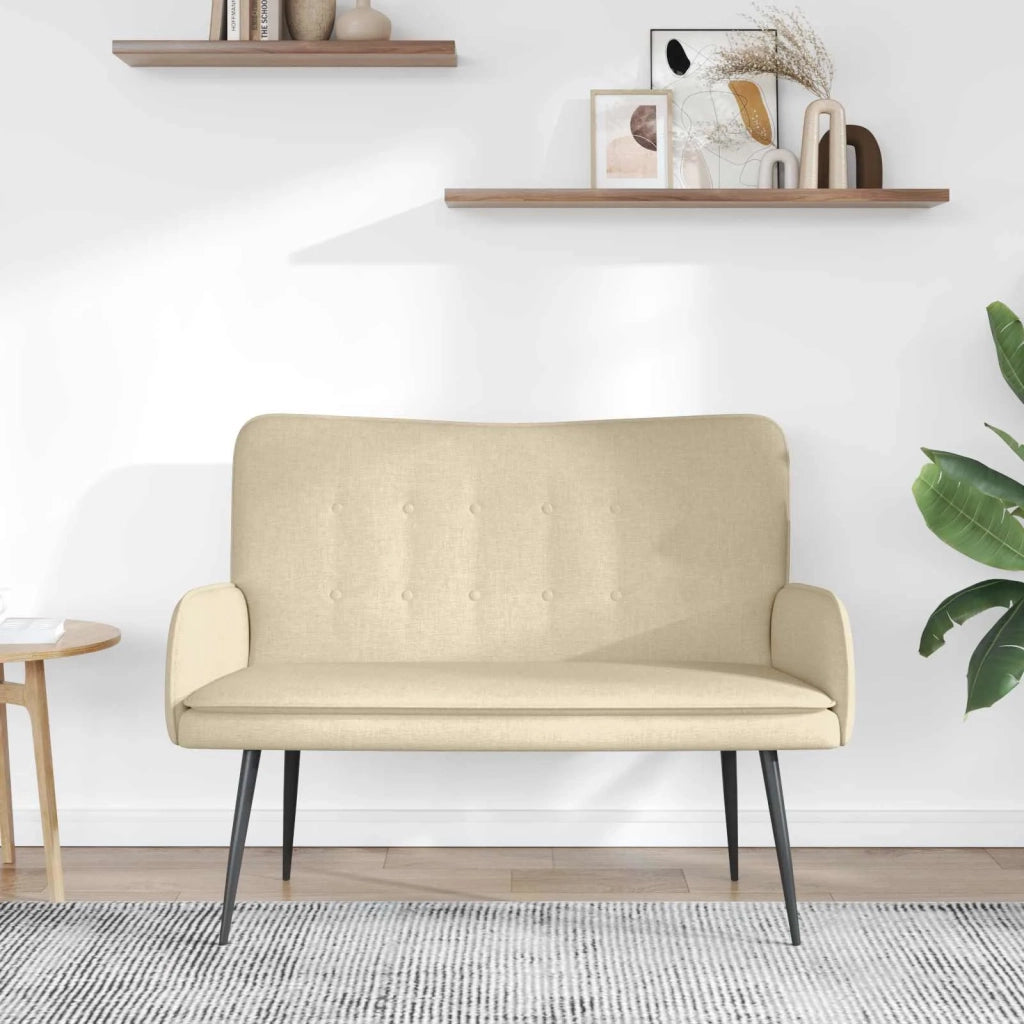 Divano | Divano da soggiorno | Sofa a 2 Posti Crema 115 x 61 x 87 cm Tessuto