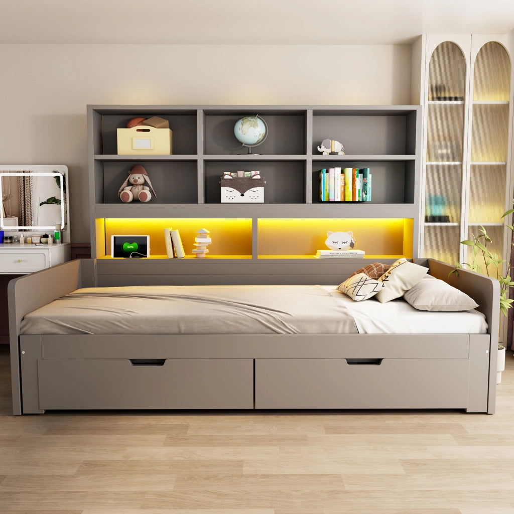 letto multifunzione mdf grigio 204 x 204 cm
