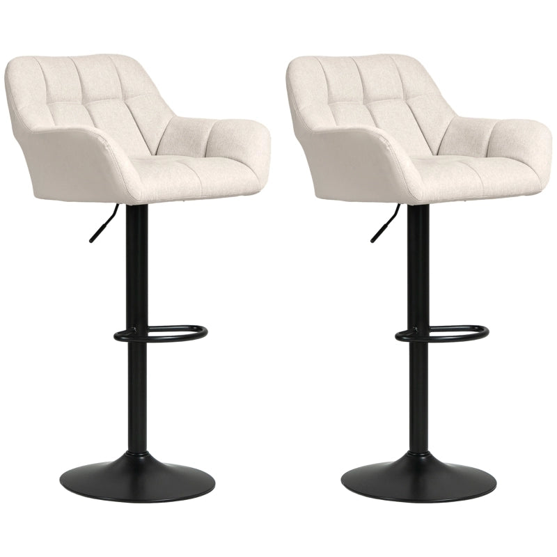 Set di 2 sgabelli da bar 57.5x52.5x93-114 cm regolabili in altezza in ecopelle crema