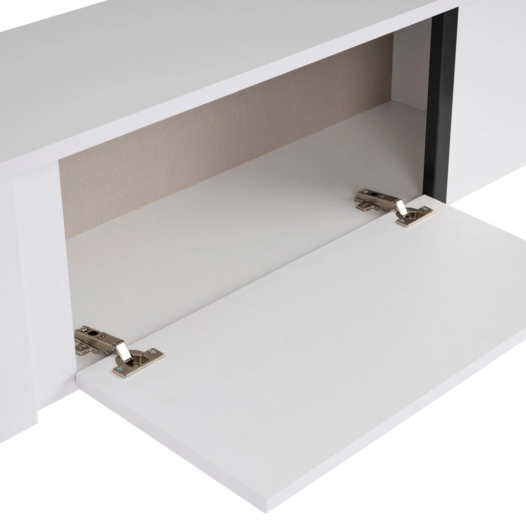 Porta TV in legno "Onera" - 180 x 30 x 45 cm - Bianco-Nero