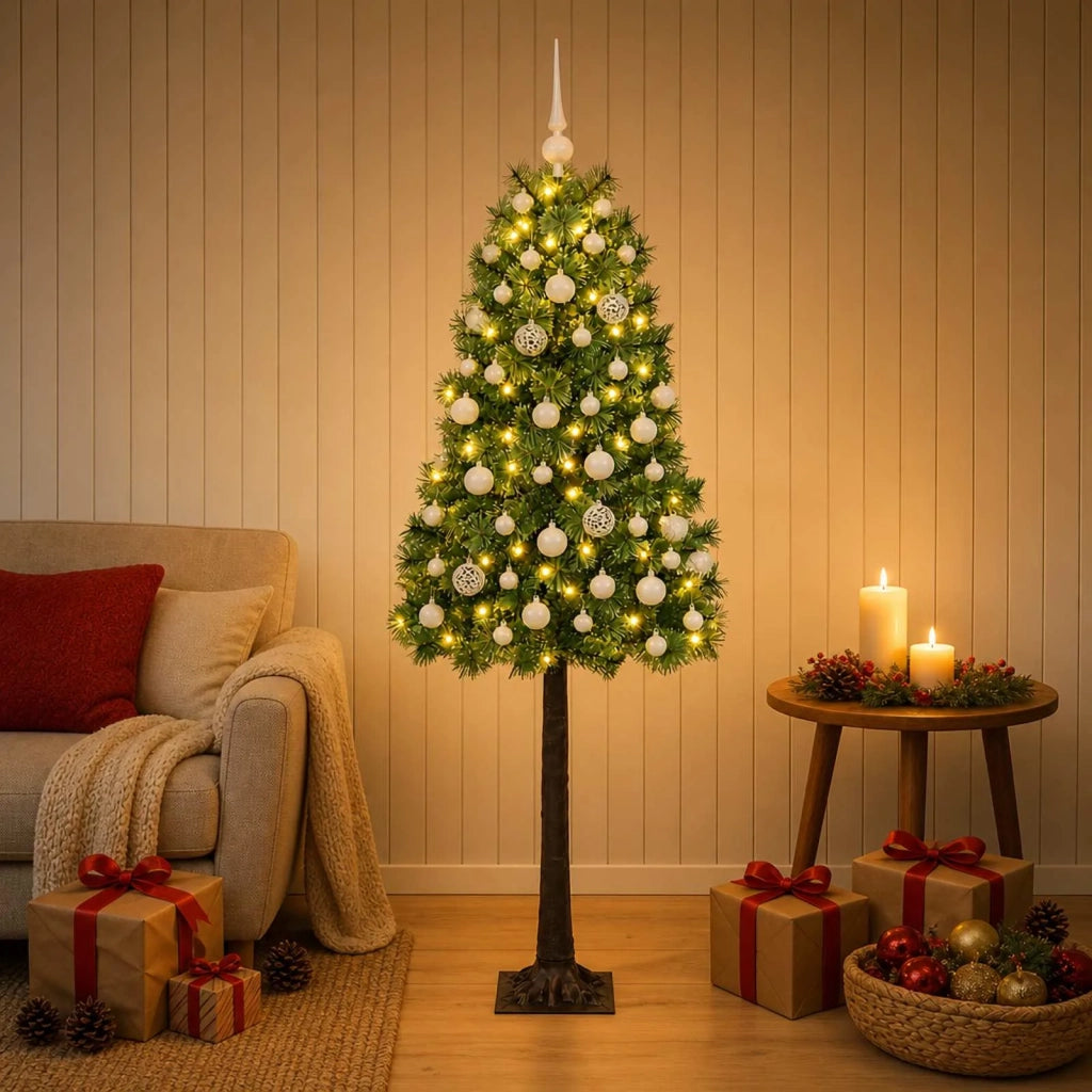 Albero di Natale artificiale con rami snodati e palline 150 cm 3466122