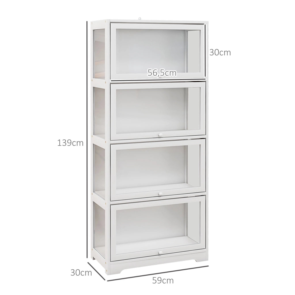 Vetrina Libreria 4 Ripiani con Ante ¨C Xylo ¨C Bianco 59x30x139 cm