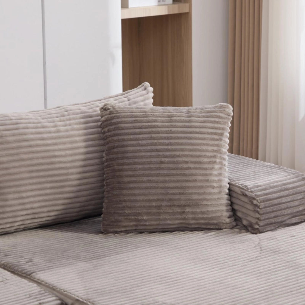 Divano modulare, divano compatto, tessuto chenille, schiuma ad alta elasticità 30D, base antiscivolo, 4 posti, grigio