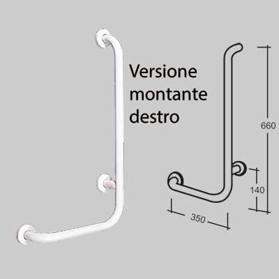 CORRIMANO CON MONTANTE PREVERNICIATO BIANCO  cm 35 x 67 destro     MADE IN ITALY