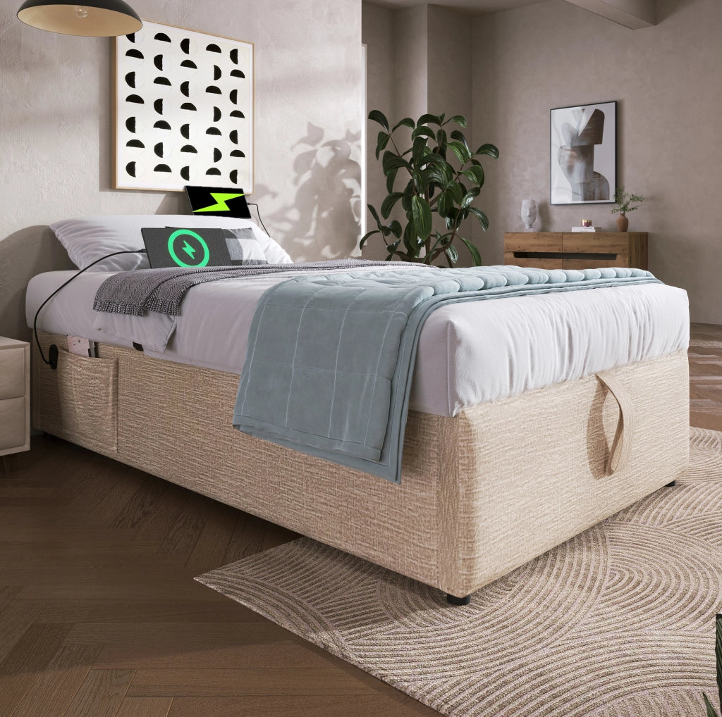 Letto contenitore 90 x 200 cm con ricarica USB e Type-C