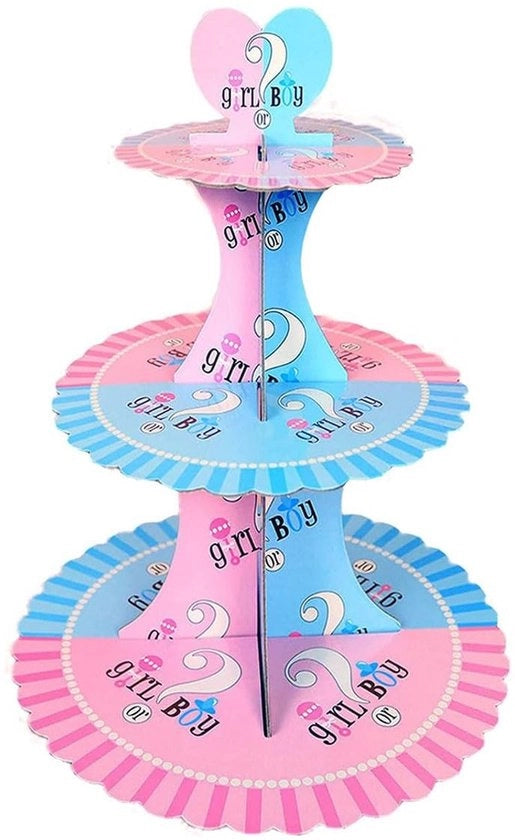 Tavolo per Cupcake a 3 Livelli - Piatto per Torta - Festa di Bambino - Festa di Compleanno - Materiale Carta - Fino a 20 Mini-Torte - Tavolo per Torta