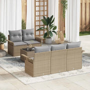 Set Divano da Giardino con cuscino 6 pcs Beige e grigio