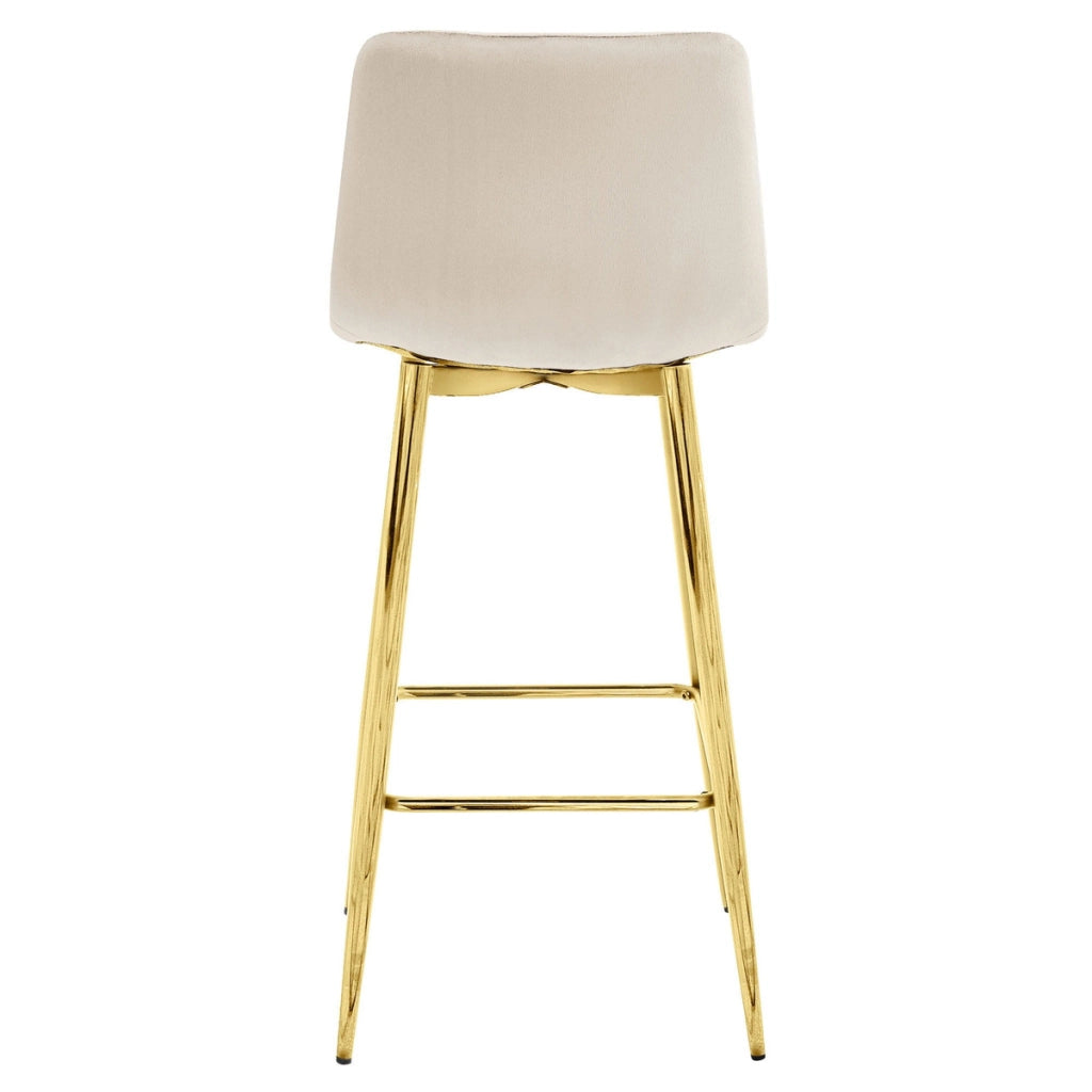 Set di 2 sgabelli bar NADO in velluto beige e gambe oro