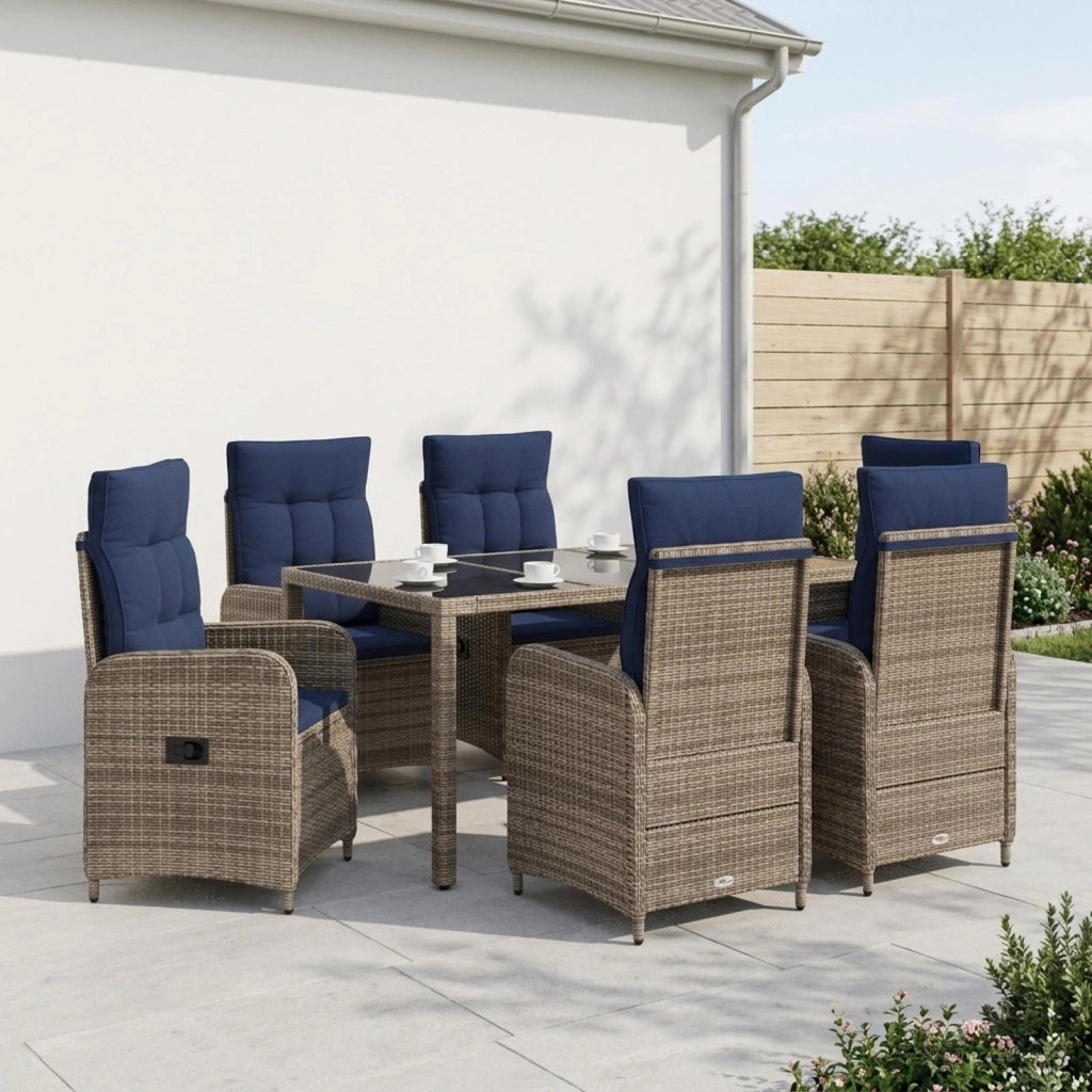 Set da pranzo per esterni 7 pz polyrattan 3422325