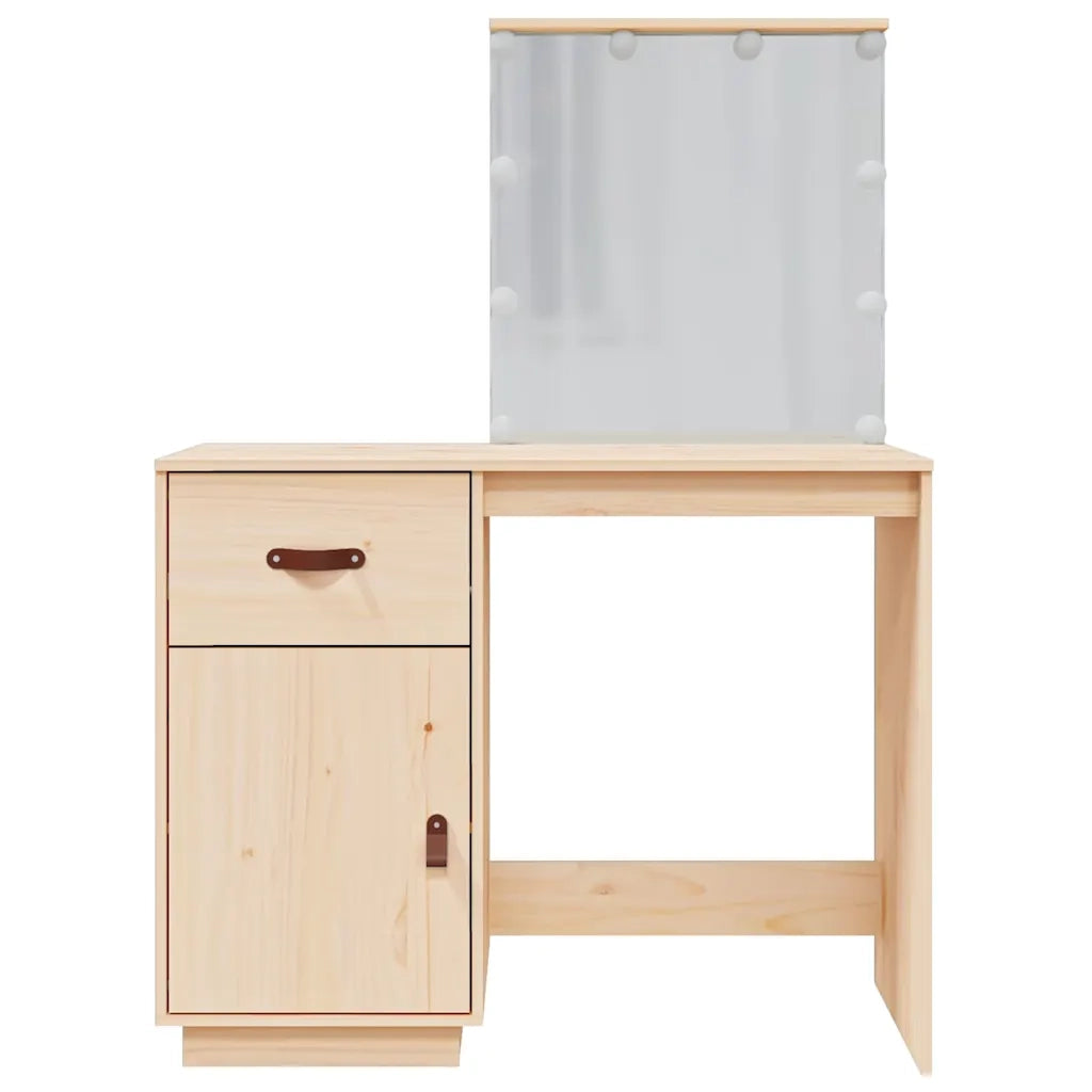 Toeletta | Tavolo da Trucco con LED 95x50x133,5 cm in Legno Massello di Pino