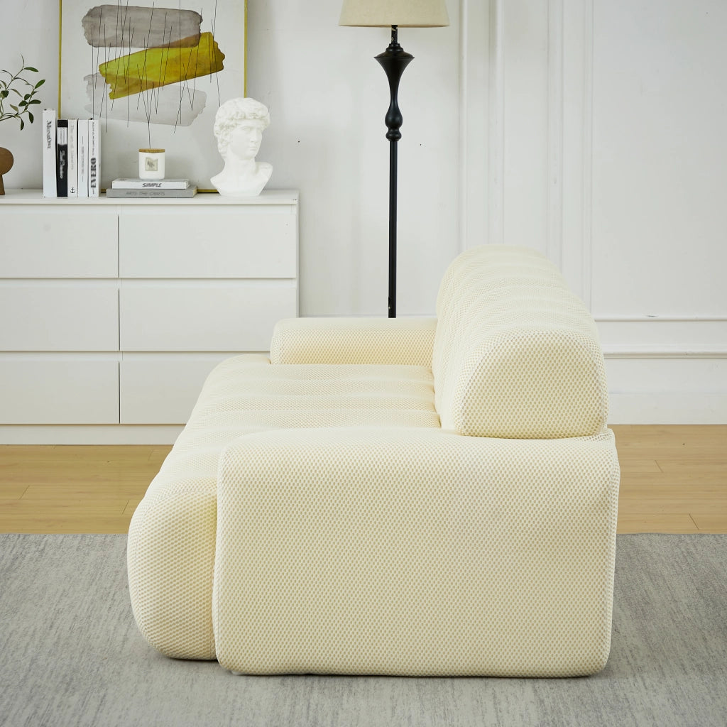 Divano 2 Posti Cloud con Braccioli Larghi ¨C MINIMAL ¨C Beige, Velluto, Chesterfield