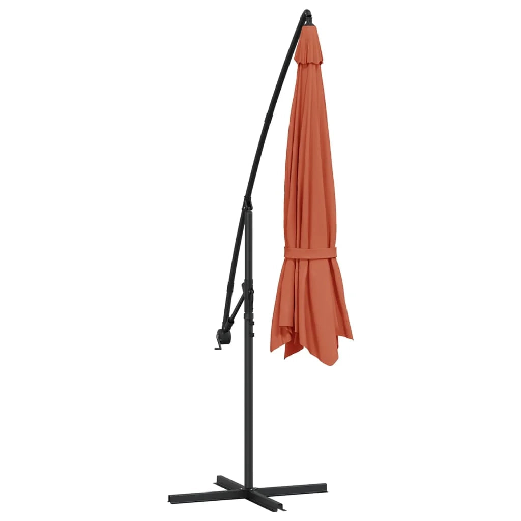 Ombrellone da giardino a sbalzo con palo in alluminio color terracotta da 350 cm 02_0008606