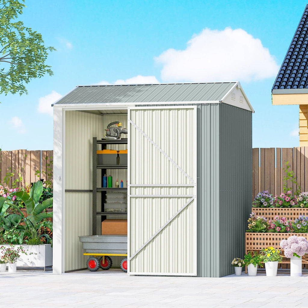 Casetta da giardino metallo ¨C Zephmum ¨C Grigio 209x177x236 cm