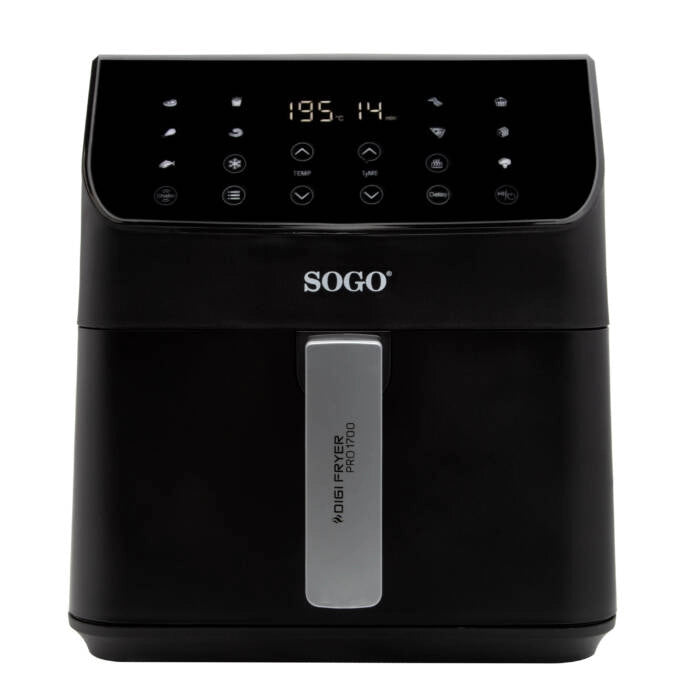 Friggitrice ad aria 6L 1700W con 12 programmi e display touch, temperatura 60-200°C e timer 60 min, senza olio - Sogo