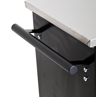 Carrello porta attrezzi multifunzione a due ante in acciaio nero e rosso con ruote e serratura