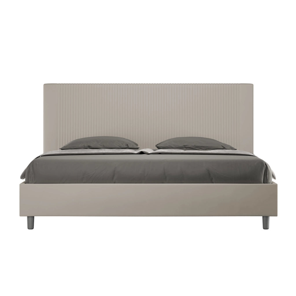 BS COM Letto matrimoniale king size senza rete imbottito 180x200 similpelle tortora